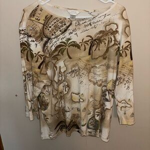 Christopher & Banks Cream Artistic Blouse